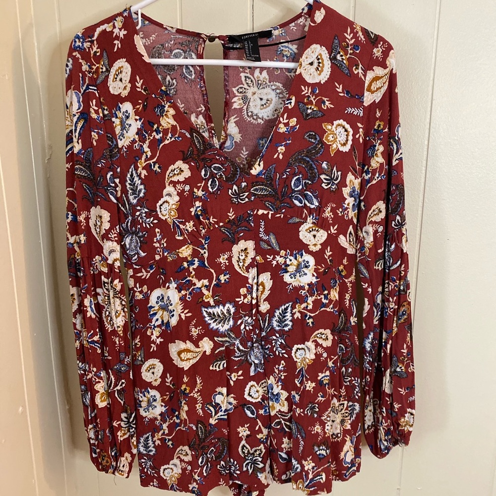 Floral long sleeve romper